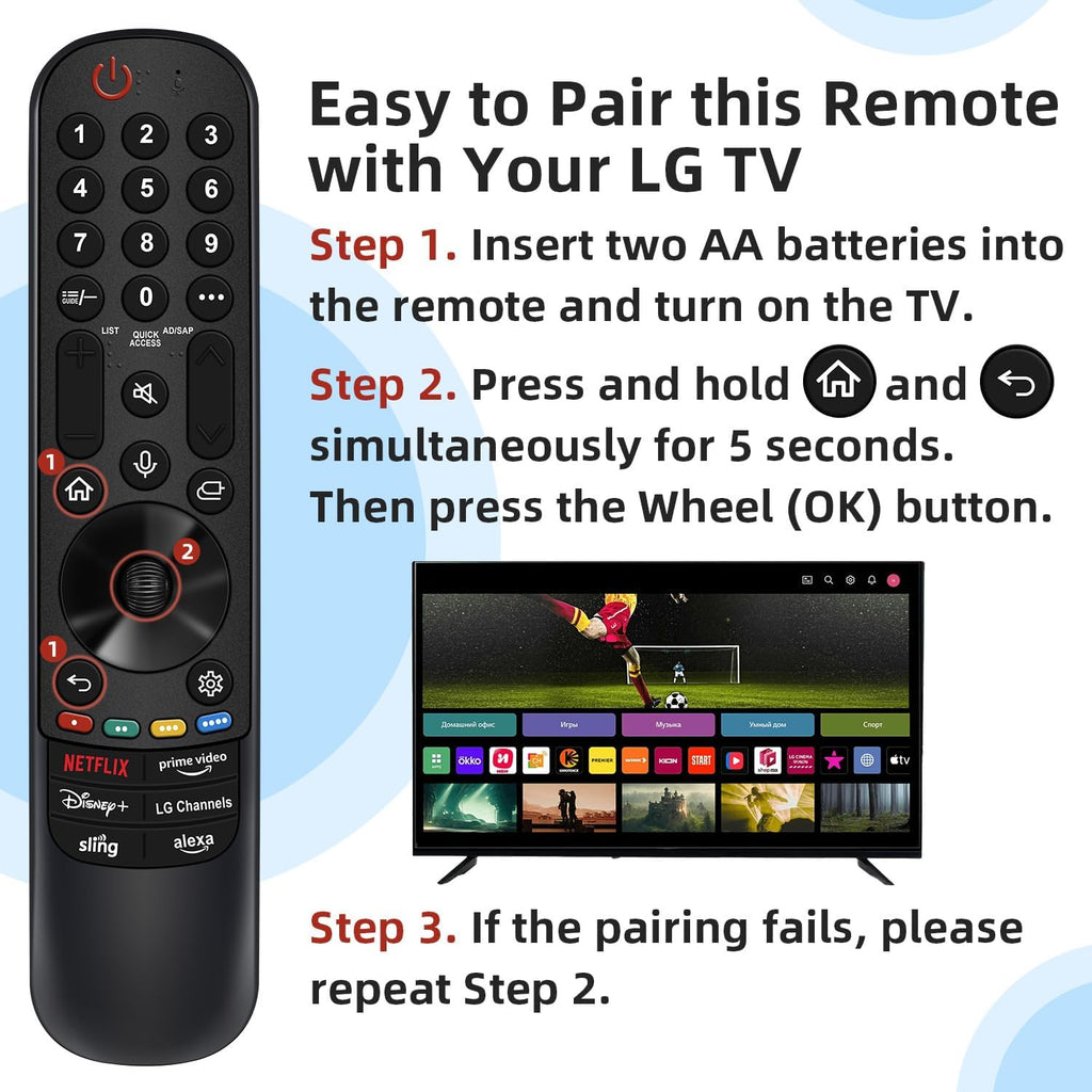 Magic Remote for LG-Smart-TV-Remote-Control-Replacement with Pointer and Voice Function,Compatible with LG 2021/2022/2023/2024 UHD OLED QNED NanoCell 4K 8K Smart TV
